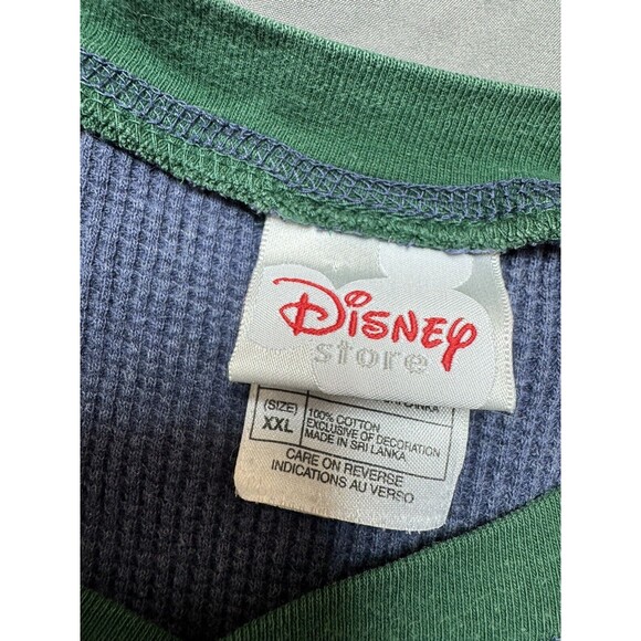 Vtg Men’s XXL 90’s Disney Goofy Thermal Henley Embroidered Navy Blue Vintage - Picture 7 of 13